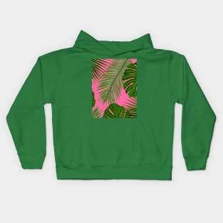 Tropical Plants on Bright Pink Kids Hoodie